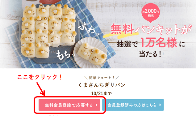 申し込み画面(新規会員登録)